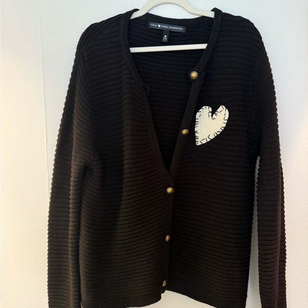 Kerri Rosenthal x Aqua Button Up Heart Sweater